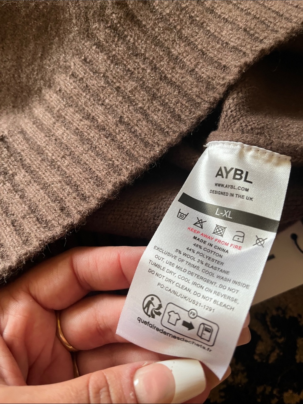 AYBL Chocolate Brown Hooded Knit Sweater - Picture 4 of 6